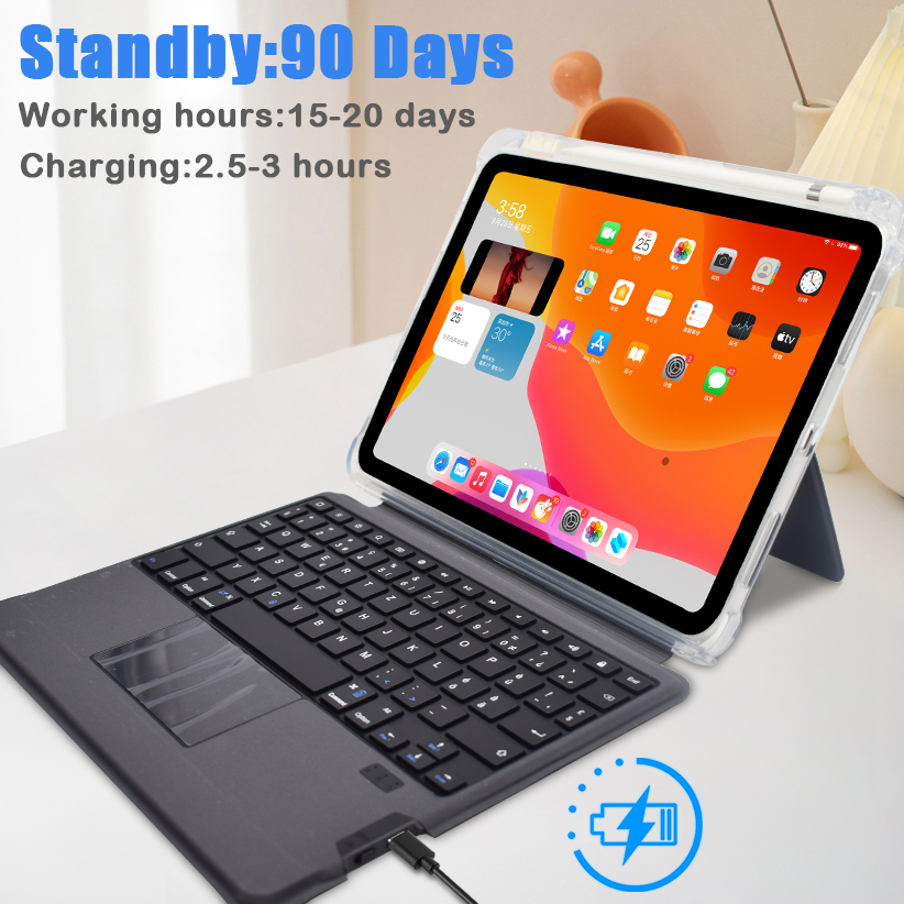 Wireless Keyboard Case with Touchpad for iPad 10.2" 9th 8th 7th Generation Detachable Bluetooth Keyboard with Pencil Holder for 2024 new iPad